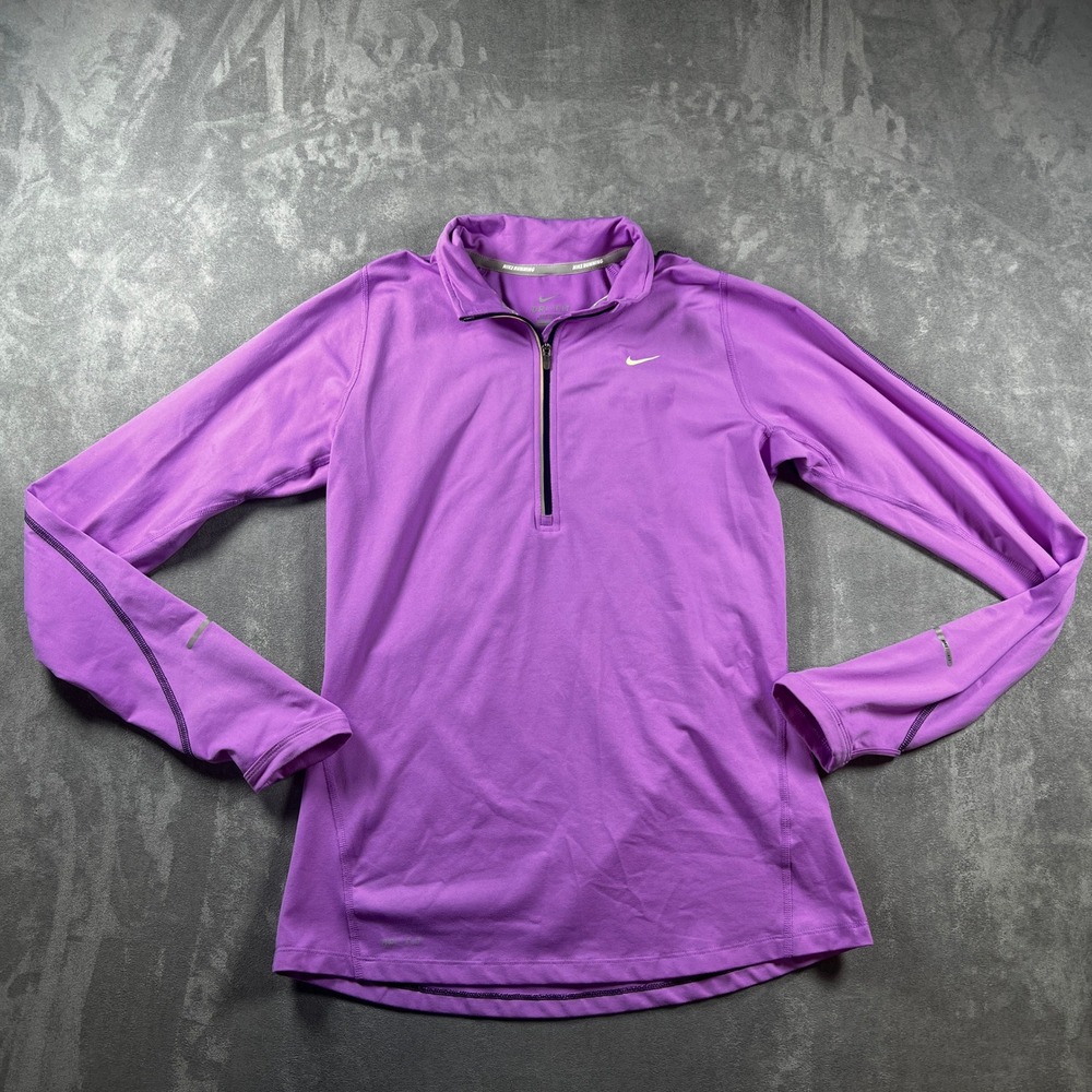 Nike Element Womens Purple Dri-FIT 1/2 Zip Running Pullover Small Long Sleeve
